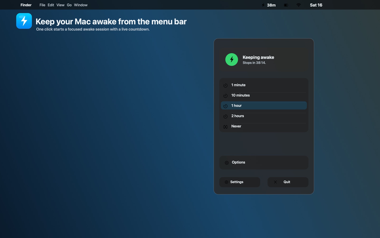 Menu bar countdown