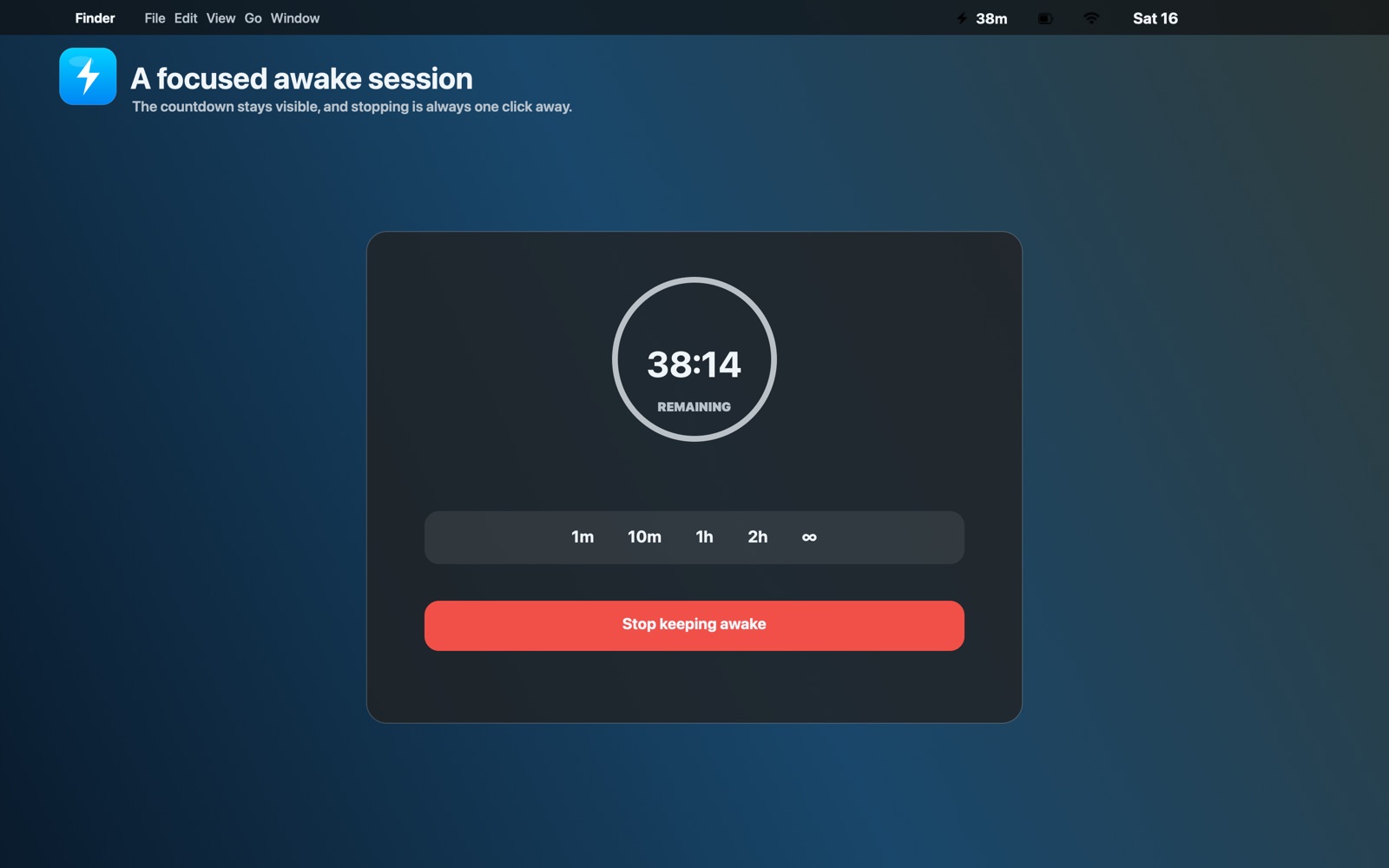 Active session in focus